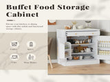 TOPMAX Modern Freestanding Kitchen Pantry,Buffet Food Storage, Coffee Bar N717P221574K
