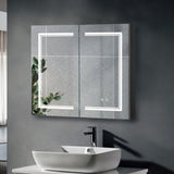 LED Bathroom Wall Cabinet, Double Door Bathroom Mirror Cabinet, Black 60402434