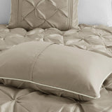 7 Piece Tufted Comforter Set Taupe Queen B03596863