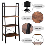 4 Tiers Industrial Ladder Shelf, Vintage Bookshelf, Storage Rack Shelf for Office, Bathroom, Living 96944196