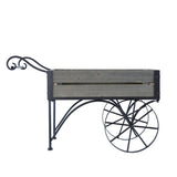 24.4x12.6x15.4" Rustic Black Trolley Cart Plant Stand, Planter W2078P322246