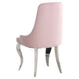 ZUN Pink and Chrome Upholstered Back Dining Chairs B062P145659