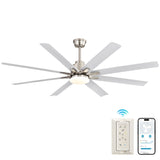 52-Inch Smart Ceiling Fan With Lights,6 Wind Speed,With 8 Black ABS Blades,Voice Remote,Fan For W934P340011