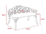 Tulip Patio Garden Bench Metal Park Bench Cast Aluminum Outdoor Furniture with Floral Rose for 57566526