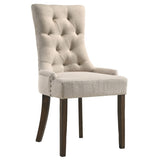 Beige and Weathered Oak Tufted Back Parson Chairs B062P182747