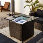 ZUN 30inch Outdoor Fire Table Propane Gas Fire Pit Table with Lid Gas Fire Pit Table with Glass Rocks W85343034