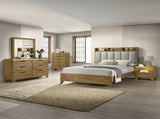 Transitional Brown Finish Nightstand With LED Light USB Ports Wooden Bedroom Furniture 1pc Bedside B2741P411507