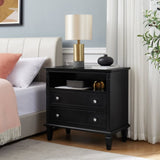 Open Space and 2 Drawers Dresser Nightstand with Charging Station, Farmhouse End Table with USB W1693P216933