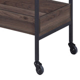 Walnut and Black Serving Cart with 2 Shelves B062P184579