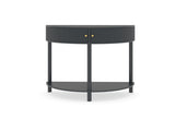 Artisan-Crafted Wave-Pattern Demi-Lune Console Table with Dark Gray Finish,Unique Half Moon Design 68908994