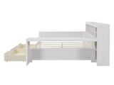 Wooden Full Size Daybed with Storage Shelves, Multi-functional Bed with Two Storage Drawers and 34590533