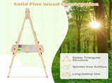 Natural Pine Wood 3-in-1 Kids Art Easel with Magnetic Whiteboard & Chalkboard, Adjustable Height 53682612