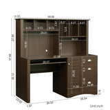 ZUN Home Office Computer Desk with Hutch,Walnut 07162933