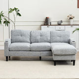 Convertible Combination Sofa Sofa L-Shaped Sofa with Footstools with Storage, WhiteBlack Sofa for W2012P253014