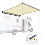 ZUN 6.6ft x 8.2ft, Rooftop Pullout Ripstop UPF50+ Side Awning, Reinforced Hinges & Poles for 61711410