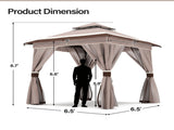 8'x8' Patio Gazebo Outdoor Heavy Duty Party Tent Shelter With Double Roofs, Mosquito Nettings And 92798888