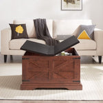 ZUN Farmhouse Coffee Table, Square Wood Table with Large Hidden Storage Compartment for Living Room, W2275P148554