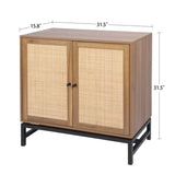 ZUN Set of 2, Natural rattan, 2 door cabinet, with 1 Adjustable Inner Shelves, rattan, Accent Storage W688P144549