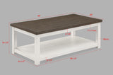 ZUN 1pc Farmhouse Style Brown Coffee Table with White Base Rectangular Table Top Comes with Casters B011P245448