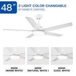 ZUN 48 In Intergrated LED Ceiling Fan with White ABS Blade W1367P171202