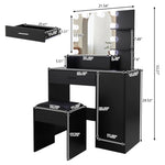 ZUN FCH Large Vanity Set with 10 LED Bulbs, Makeup Table with Cushioned Stool, 3 Storage Shelves 1 67872375