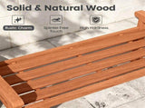 Solid Wood Outdoor Garden Bench, Rustic Minimalist Patio Bench with Curved Slatted Seat & Side 60831672