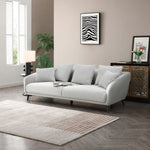 ZUN Modern Fabric Upholstered Sofa with Three Cushions, 2 Pillows, Light Grey W876112686