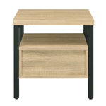 ZUN Oak and Black 1-drawer Accent Table B062P186480