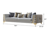 Contessa Modern Fabric Sofa with Gold Metal Arm Accents in Gray B009P466434