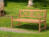 117*61*90cm Outdoor Garden Fir X Back Wooden Bench Burlywood 60494295