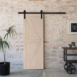 ZUN 30 in. x 84 in. Unfinished Sliding Barn Door with 5.5FT Barn Door Hardware Kit & Handle ,K 00932362