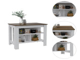 Rockaway 3-Shelf Kitchen Island White and Walnut B06280055
