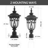 1-pack Vintage Black Outdoor Post Lantern - Waterproof Aluminum Lamp Post Light with Bubble Glass, W1340P239409