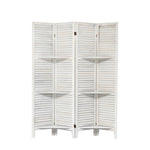 ZUN Room Divider 4 Panel, White Room Divider with Shelves, Wall Room Dividers and Folding Privacy 25185997