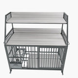 Large pet cage with rack, drawers with stainless steel food and water basins, double-layer W3064P245387