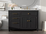 36" Bathroom Vanity with Sink, Ceramic Sink, One Tip-out Drawer, 3 Side Drawers, Adjustable Shelf, N759P284623B
