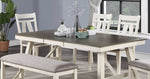 ZUN Dining Room Furniture Dining Table White Finish Table w Grey Wooden Top 1pc Rectangular Table with B01163920