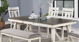 ZUN Dining Room Furniture 1x Bench Gray Fabric Cushion Seat White Clean Lines B01163921