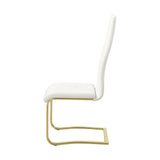 Set of 4 Leatherette Upholstered Dining Chairs, White and Gold B016P224737