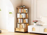 5 Tier Rotating Bookshelf, 360&deg Display Round Spinning Bookshelf with Wheels,-Saving, Small 82303381