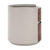 MDF ITALIAN RETRO DOUBLE STORAGE ROUND SIDE TABLE, GRAY BROWN COLOR N770P281244G