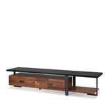 Walnut and Black 2-Drawer TV Stand with 1 Shelf B062P215423