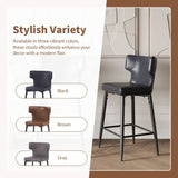 28inch Counter Height Bar Stools Set of 2, Modern Bar Upholstered Chairs with PU Leather, Metal N762P199304B