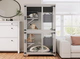 71.2" Tall Outdoor Cat Enclosure Catio with Wheels, Wooden Cat Cage, Multi-Level Cat House with 54082704
