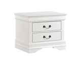 Traditional Design White Finish Nightstand 1pc Antique Drop Handles Drawers Bed Side Table Bedroom B01149269