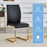 Luxury Simple Arch Chair - Set of 4 BLACK PU Material High Resilience Dining Chair with Arched Metal W1151P154872