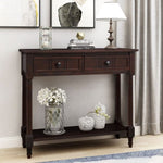 ZUN TREXM Daisy Series Console Table Traditional Design with Two Drawers and Bottom Shelf WF191267AAB