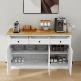 ZUN Buffet Cabinet Storage Sideboard Farmhouse Server Bar Wine Cabinet with 3 Drawers & 3 Doors W282P160416