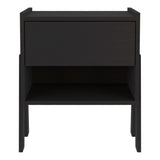Joy Nightstand , End Table, Side Table Four Legs, One Open Shelf, One Drawer -Black B07091917