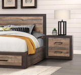 Contemporary Style Bedroom Nightstand Natural Grain Look Two Tone Finish Bed Side Table Faux B01146194